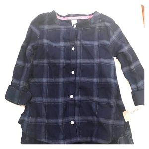 NWT 6 blue plaid button down top